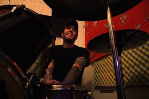 Daniel Jaryniewichor plays drums as punk-rock band, Guns Don’t Run rehearse in Brooklyn on Nov. 29, 2016. “He’s our wonder kid on drums,” says Guns Don’t Run bassist, Justin Miran.