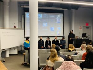 Panelists and students at the Q&A session.