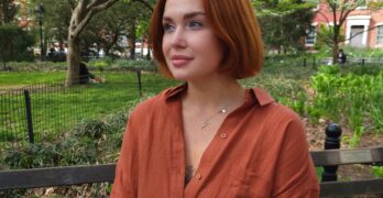 Yelyzaveta Kindyeyeva at Washington Square Park, NYU campus