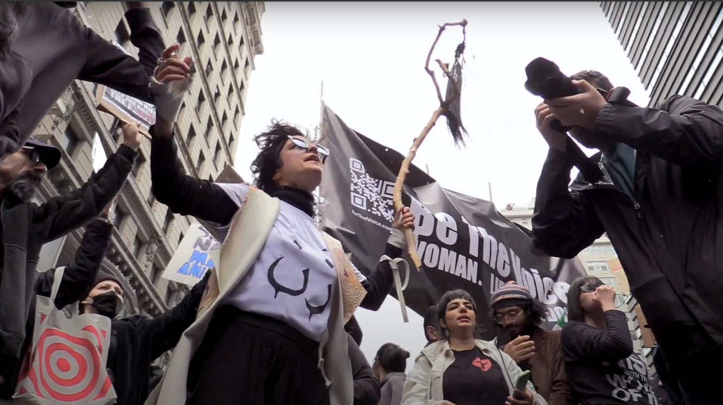 Protesters chanting Masha Amani