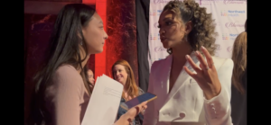 Amelia Chang with Corinne Foxx on the red carpet at the Blossom Ball 2023. Image by Sophie Schwartz