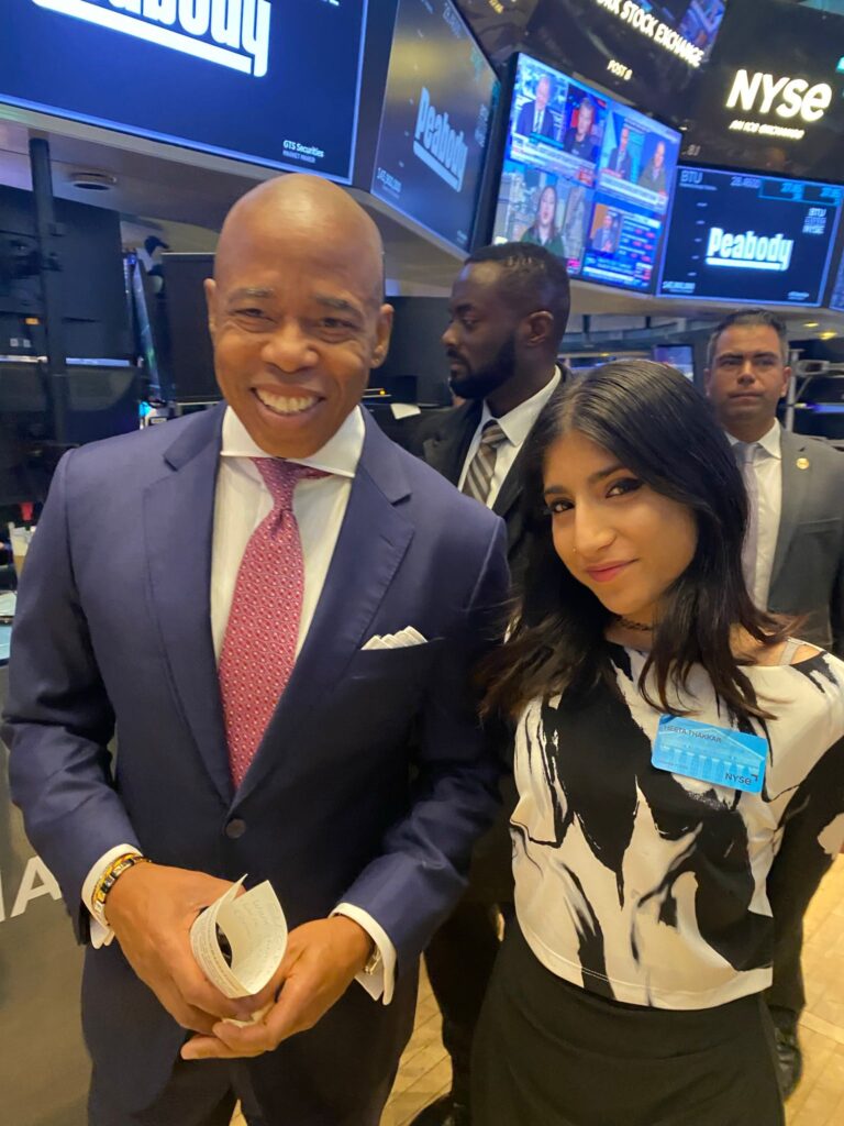 Heeta Thakkar with Eric Adams at NYSE