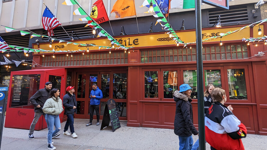 Front of the Féile Bar in New York. 