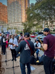 Musicians play during the rally outside of the New York City Ballet on Sept. 19th. Photo by Bianca Brock.