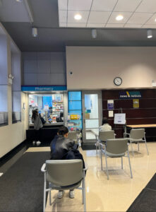 Interior shot of pharmacy in NYU Student Health Center