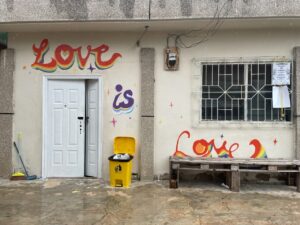 Display on the wall of the skatepark community center. Photo by Constantine Moore.